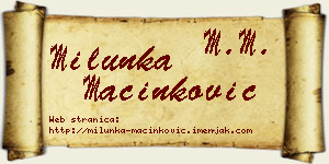 Milunka Mačinković vizit kartica